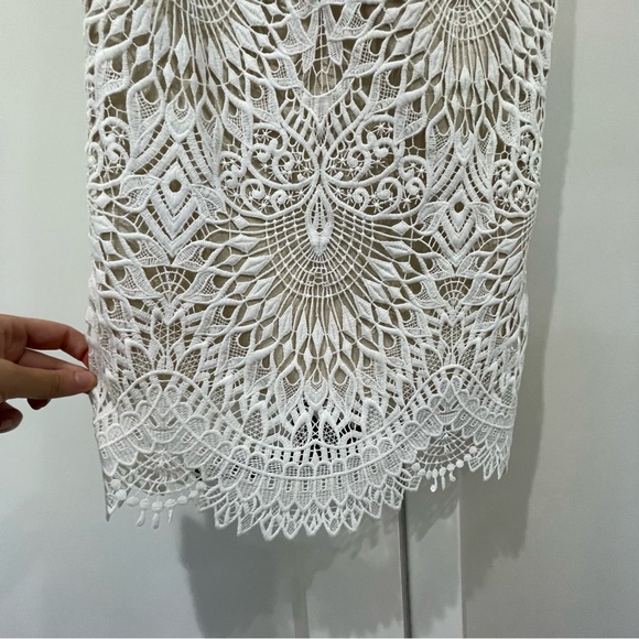 Badgley Mischka Collection Ivory Lace Midi Bustier - Size 2 - Picture 6 of 8